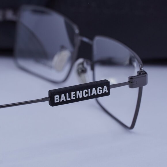 Balenciaga BB0118O 001 Rectangle Eyeglasses 56mm - Dark Grey - Picture 10 of 11